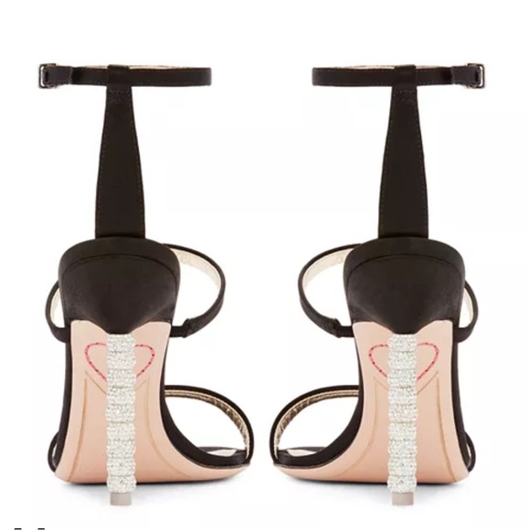 Sophia Webster Rosalind Black Satin with Crystal Heel - Picture 3 of 4